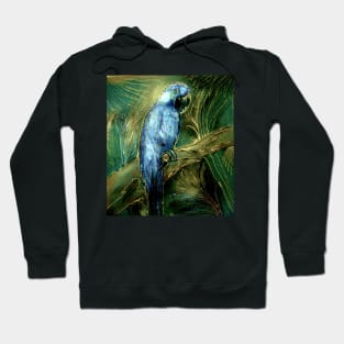 GREEN BLUE EXOTIC PARROT BOTANICAL PALM JUNGLE TROPICAL POSTER PRINT Hoodie